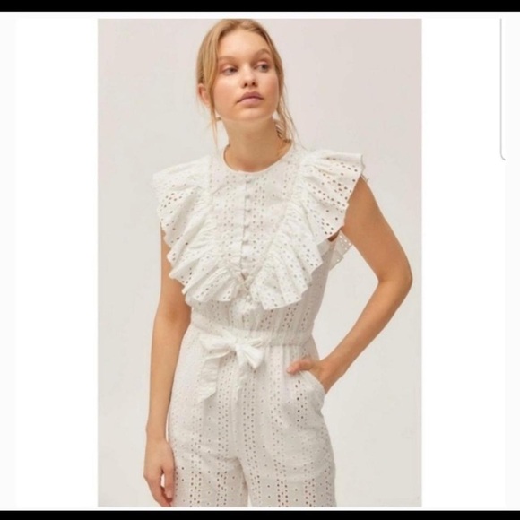 Urban Outfitters white ruffled jumpsuit - Picture 1 of 4